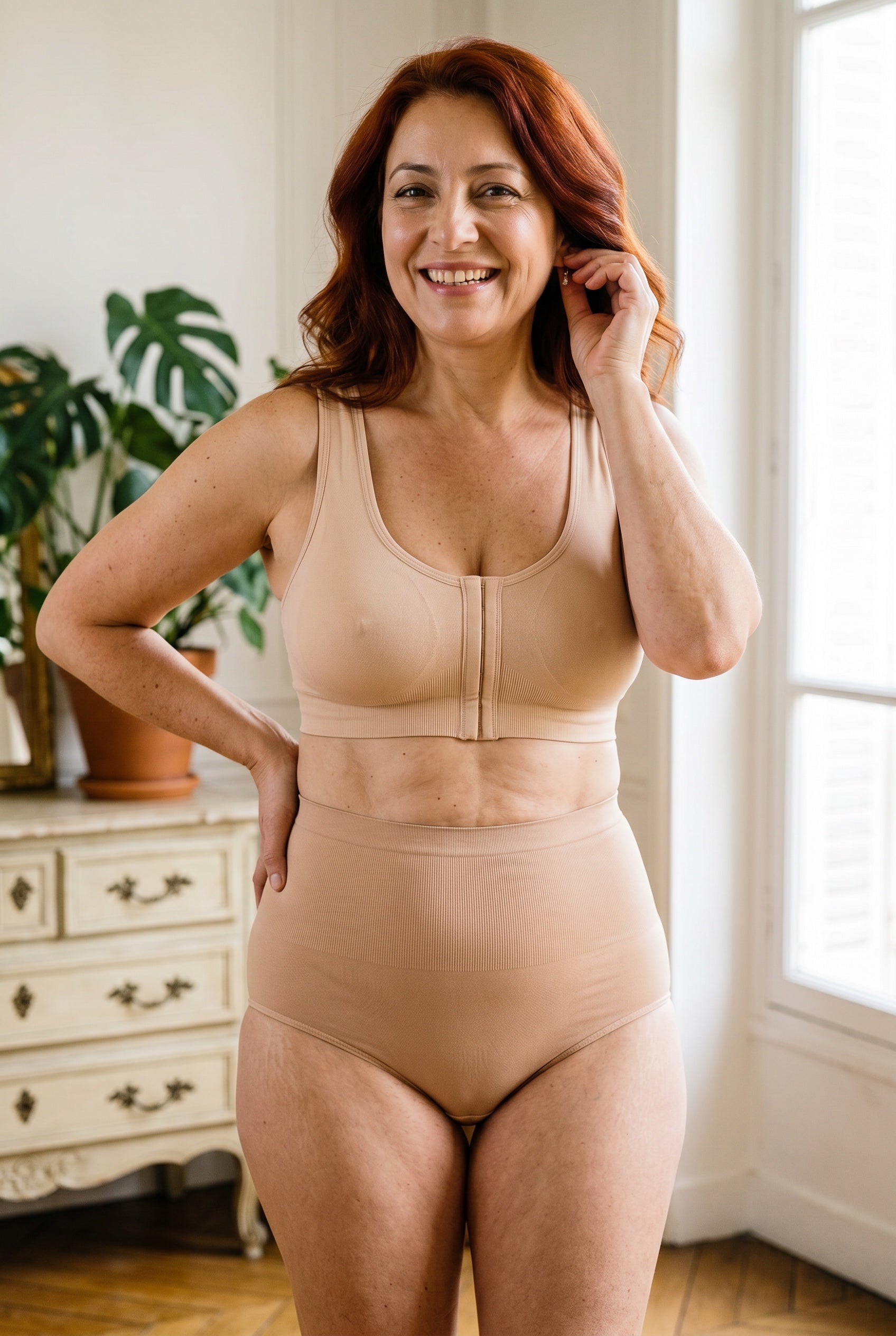 Culotte Taille Haute BRUMARA™ Effet Peach — vue portée | lingerie douce | JOLIE