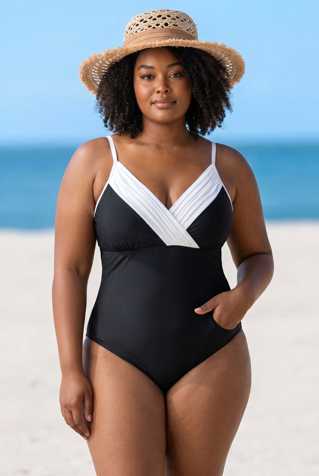 Maillot Une-Pièce SOLARA™ Grandes Tailles — vue porté | bain inclusif | JOLIE